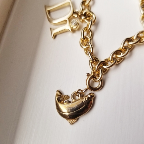 DI Bear and Fish Gold Toned Charm Bracelet - Picture 3 of 7